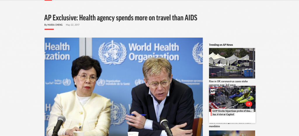 AP Exclusive: Health agency spends more on travel than AIDS Screenshot 1