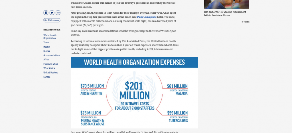 AP Exclusive: Health agency spends more on travel than AIDS Screenshot 2
