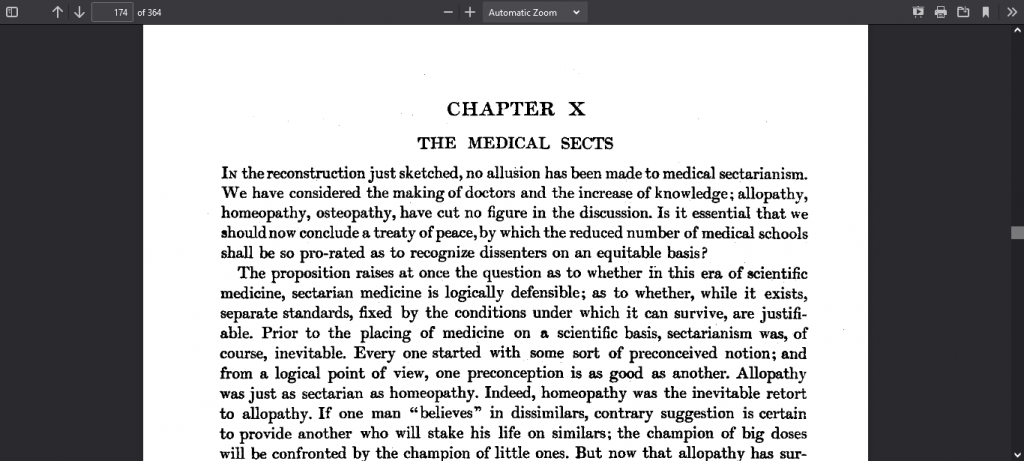 Chapter X - The Medical Sects from Medical Education In The United States And Canada A Report to The Carnegie Foundation for the advancement of teaching PDF Web Page Screenshot