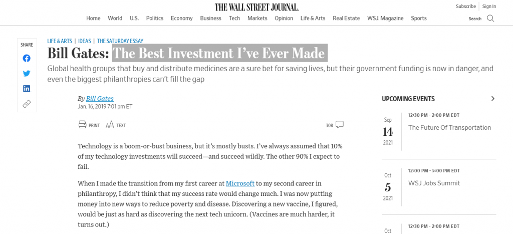 Bill Gates: The Best Investment I’ve Ever Made Source Screenshot From The Web