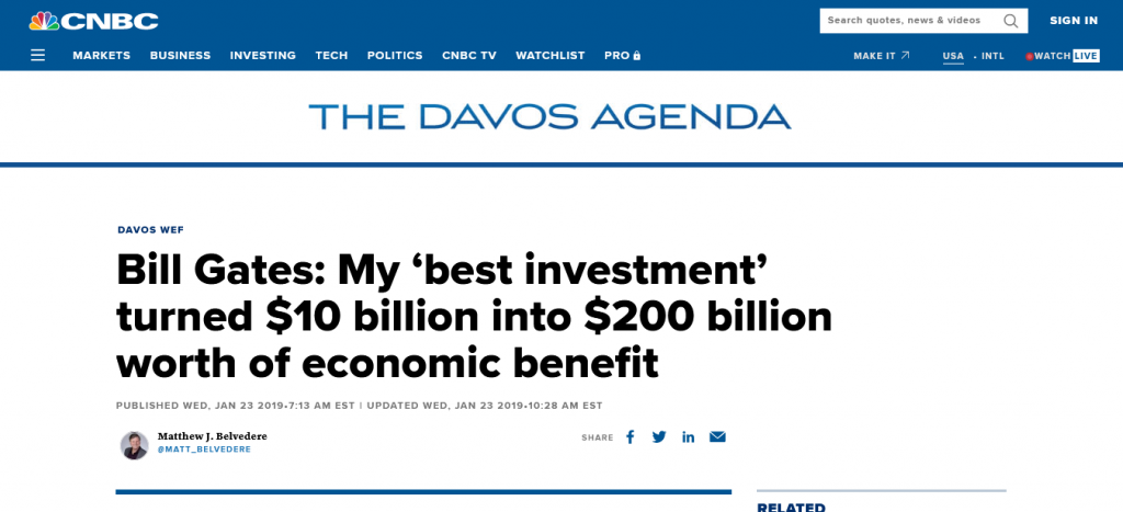 Bill Gates: My ‘best investment’ turned $10 billion into $200 billion worth of economic benefit Screenshot From The Web