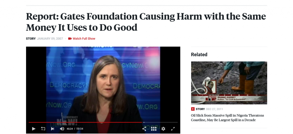 Report: Gates Foundation Causing Harm with the Same Money It Uses to Do Good Screenshot From The Web