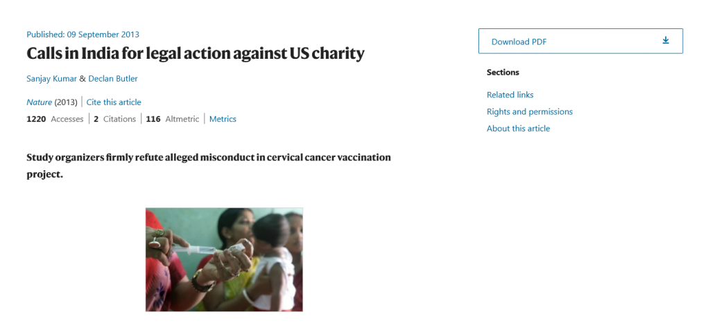 Calls in India for legal action against US charity Screenshot From The Web