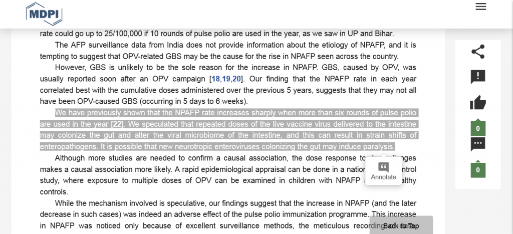 Correlation between Non-Polio Acute Flaccid Paralysis Rates with Pulse Polio Frequency in India Article Courtesy The International Journal of Environmental Research and Public Health Screenshot From The Web