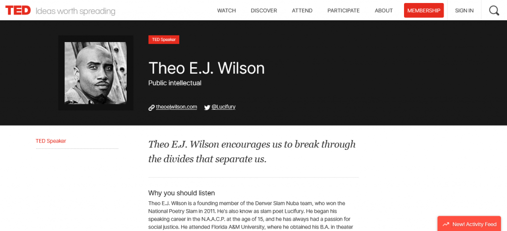  Theo E.J. Wilson Public intellectual Screenshot From The Web