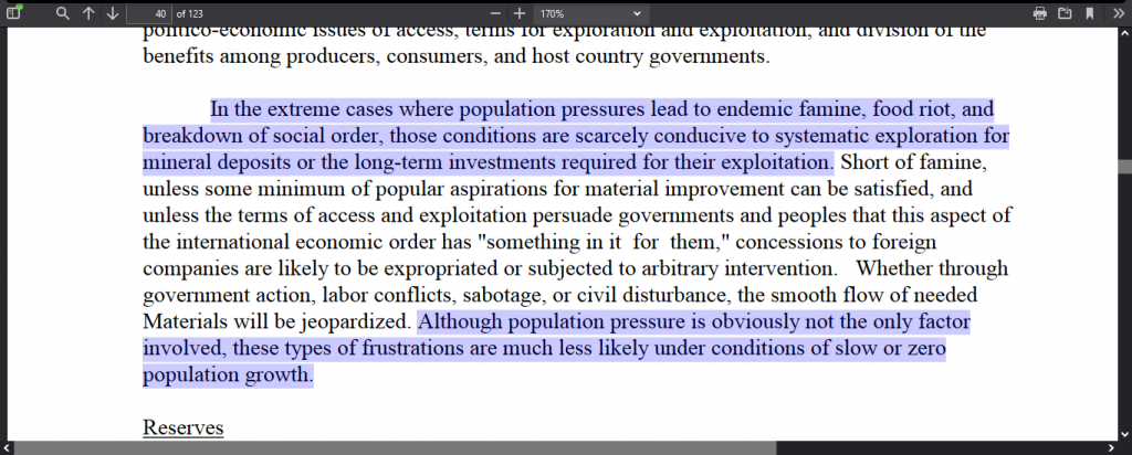 National Security Study Memorandum 200 PDF page 40 Paragraph 5 Screenshot From The Web