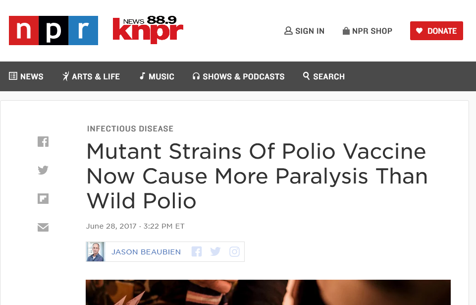 Mutant Strains Of Polio Vaccine Now Cause More Paralysis Than Wild Polio Screenshot From The Web
