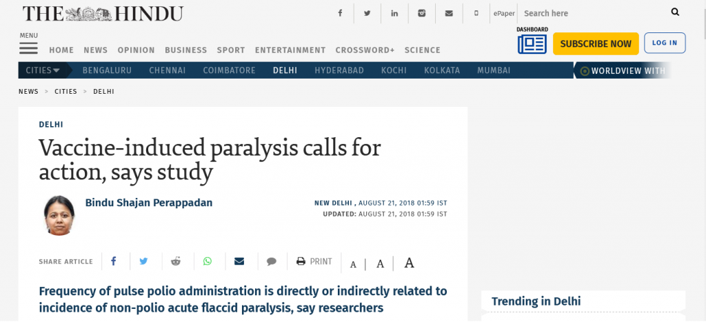 Vaccine-induced paralysis calls for action, says study Screenshot From The Web