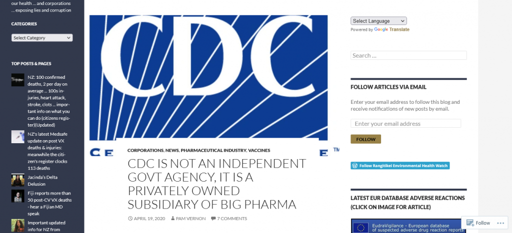 CDC is not an independent govt agency, it is a PRIVATELY owned subsidiary of Big Pharma Screenshot From The Web