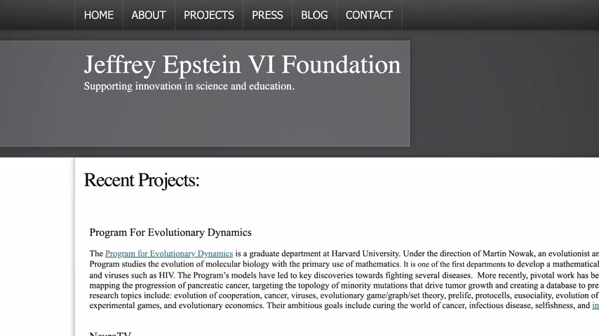 Jeffrey Epstein VI Foundation Supporting innovation in science and education.  Screenshot From Plandemic InDoctorNation