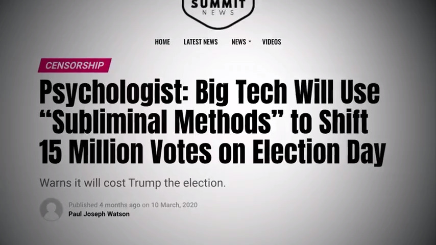 Psychologist: Big Tech Will Use “Subliminal Methods” to Shift 15 Million Votes on Election Day Screenshot From Plandemic InDoctorNation