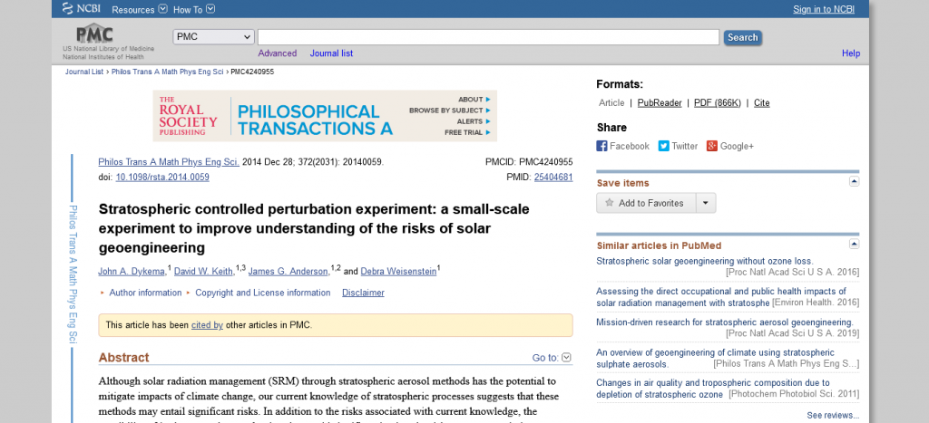 Stratospheric controlled perturbation experiment Screenshot From The Web