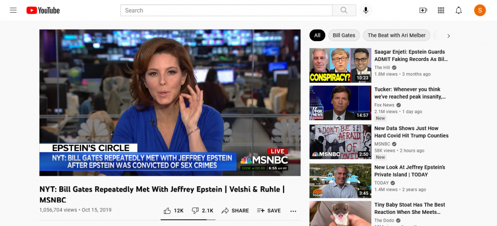 NYT: Bill Gates Repeatedly Met With Jeffrey Epstein | Velshi & Ruhle | MSNBC Screenshot Of Clip 1 Featured In Plandemic InDoctorNation Courtesy MSNBC's Official Youtube Channel From The Web-Accessed September 3, 2021 10:48:21