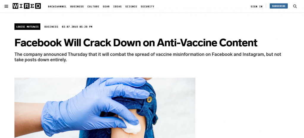 Facebook Will Crack Down on Anti-Vaccine Content Screenshot From The Web For Our Plandemic InDoctorNation Fact Check