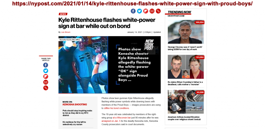 M.S.M. Propaganda ny post kyle rittenhouse labeled as white supremisist