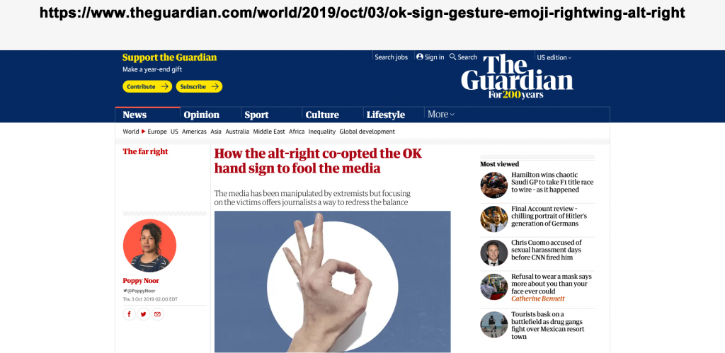 How the alt-right co-opted the OK hand sign to fool the media Article By The Guardian