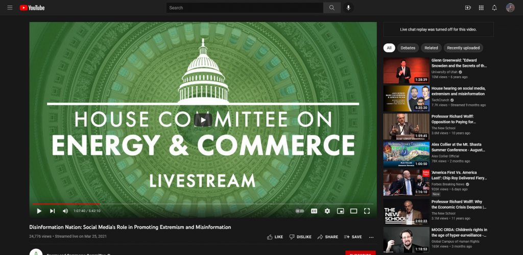 Online Censorship - Episode 2 Disinformation Nation: Social Media's Role in Promoting Extremism and Misinformation Energy and Commerce Committee Youtube Channel