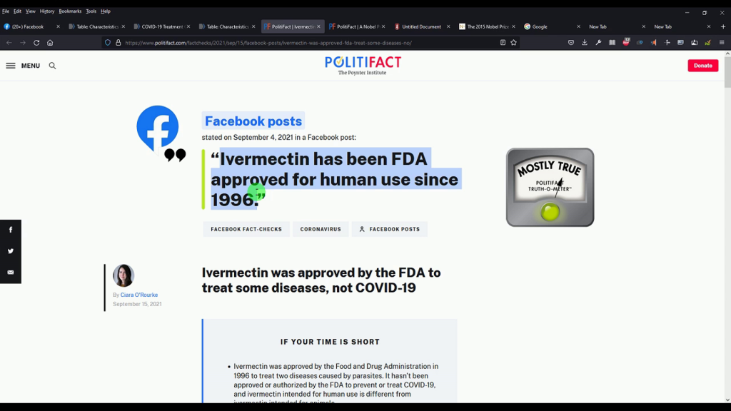 Holiday-Christmas Special. Episode 3 Tips, Techniques & Survival Traits. Politifact Ivermectin has been FDA approved for human use since 1996. Fact-Check Article