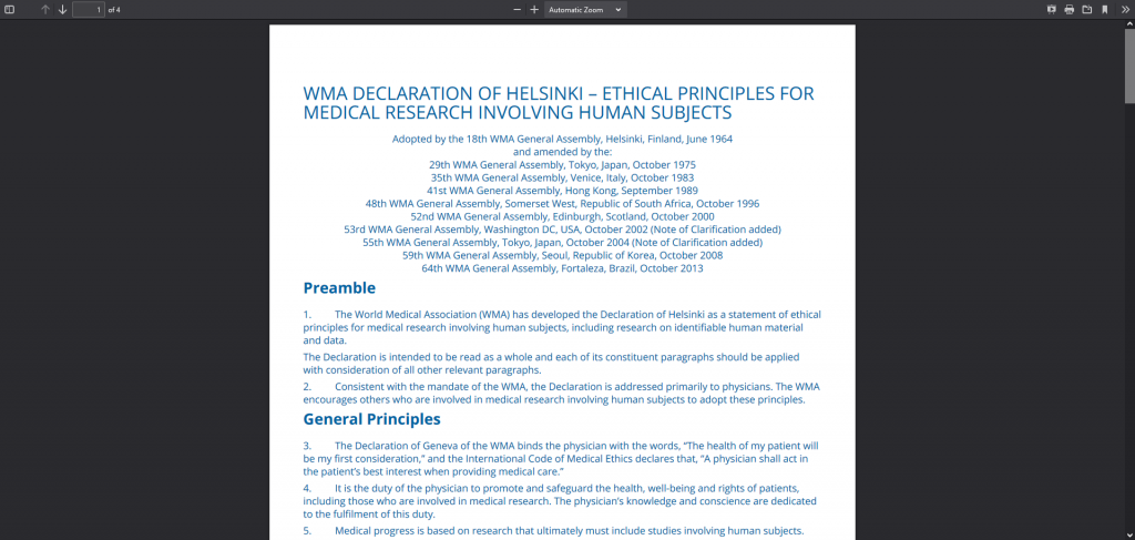 WMA DECLARATION OF HELSINKI 