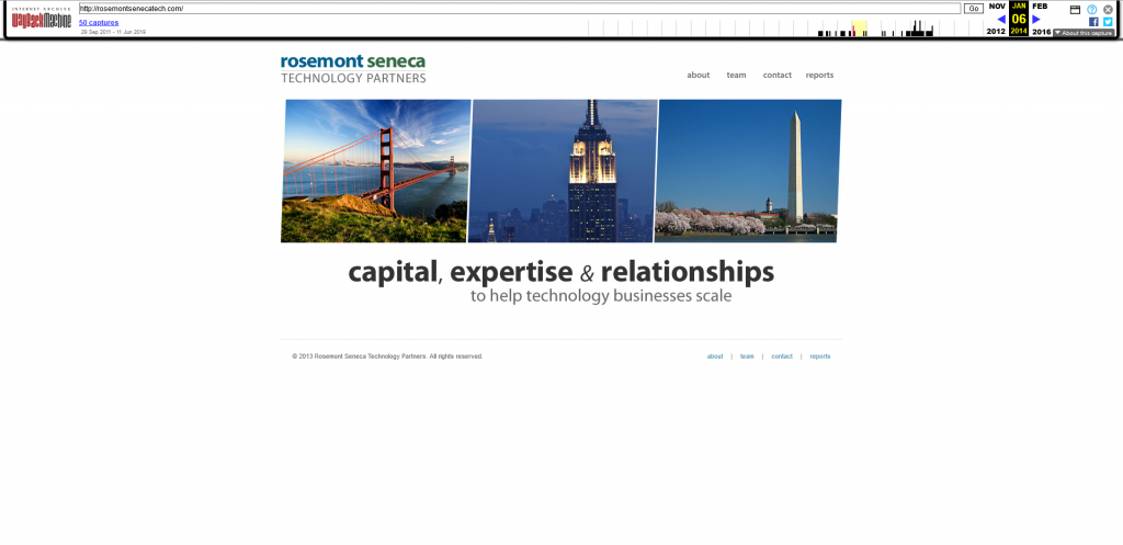 Wayback machine snapshot of rosemontsenecatech.com dated January 6th, 2014