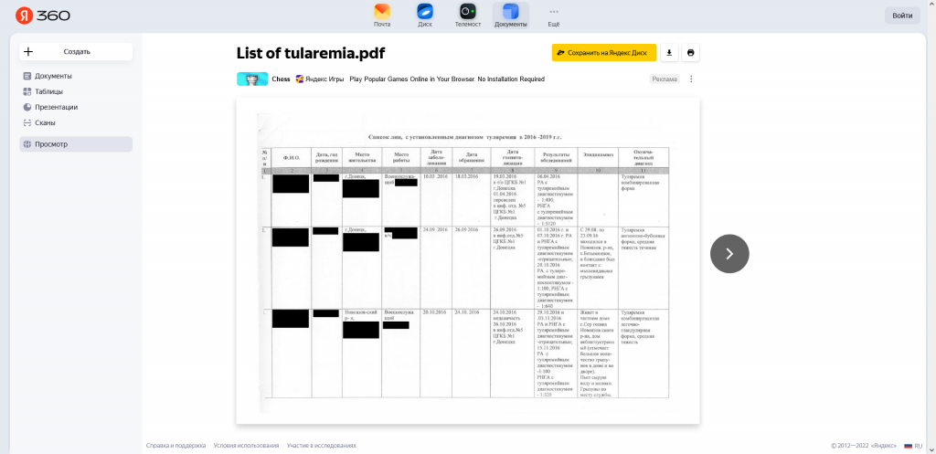 List of tularemia outbreaks screenshot