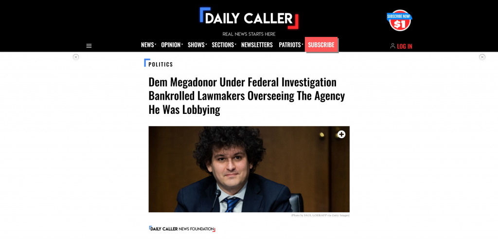 Dem Megadonor Under Federal Investigation Bankrolled Lawmakers Overseeing The Agency He Was Lobbying Daily Caller Article Nov 12th, 2022 Screenshot from the web