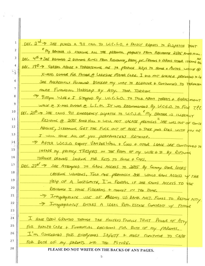 Who Framed Roger Rabbit? The Roger Hillygus Case A Forensic Timeline Analysis
Page 5 of Roger's Application for a Temporary Protective Order Filed Dec 24th, 2013