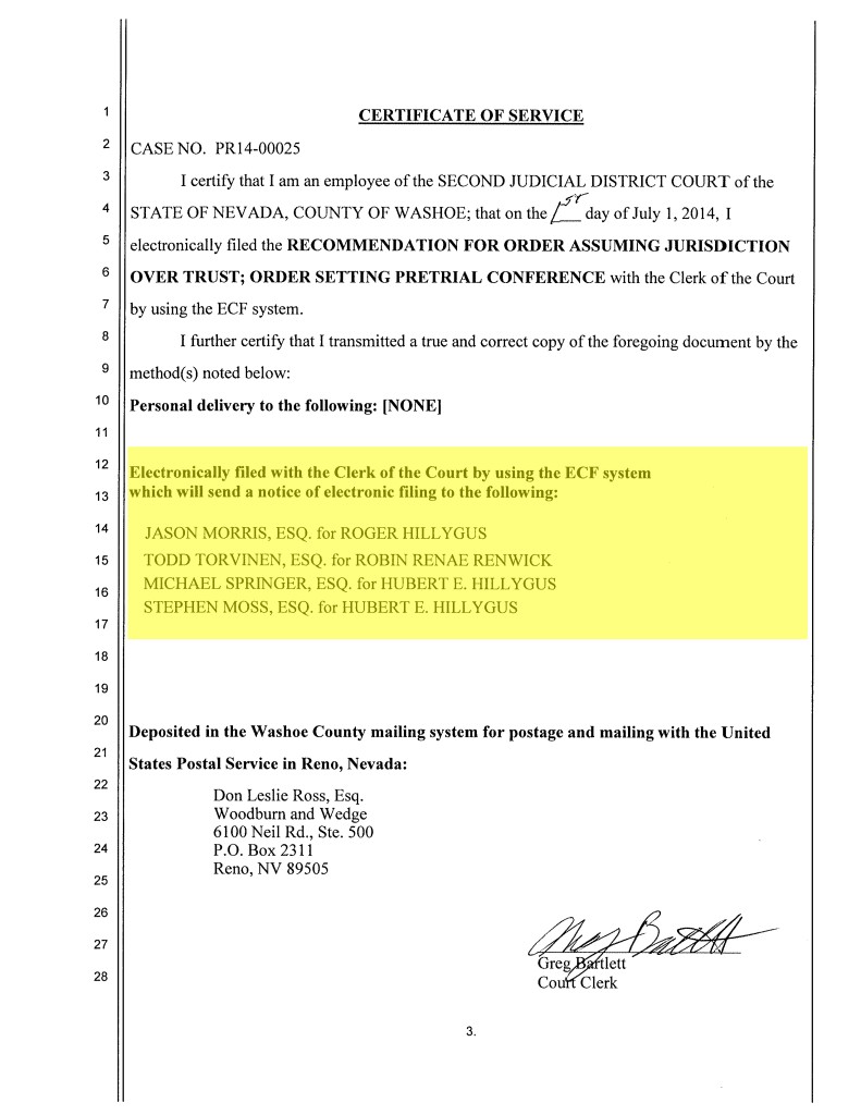 RECOMMENDATION FOR ORDER ASSUMING JURISDICTION OVER TRUST; ORDER SETTING PRETRIAL CONFERENCE Page 3