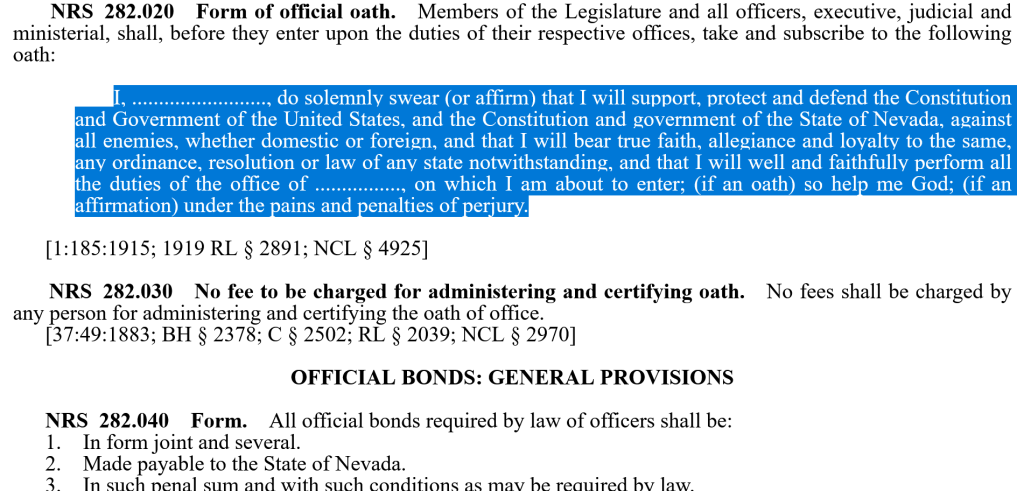 Who Framed Roger Rabbit? The Roger Hillygus Case A Forensic Timeline Analysis
NRS 282.020  Form of official oath. Nevada Judges Oath of Office from www.leg.state.nv.us