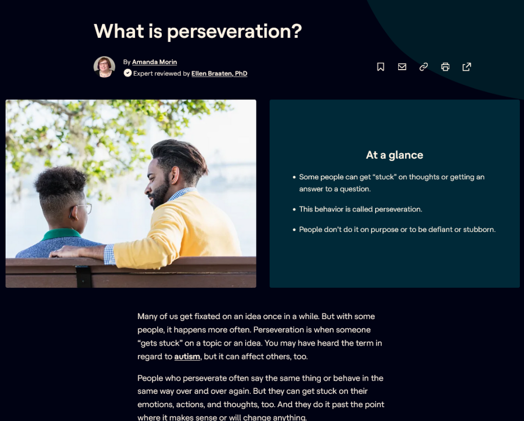 What is perseveration? courtesy of www.understood.org